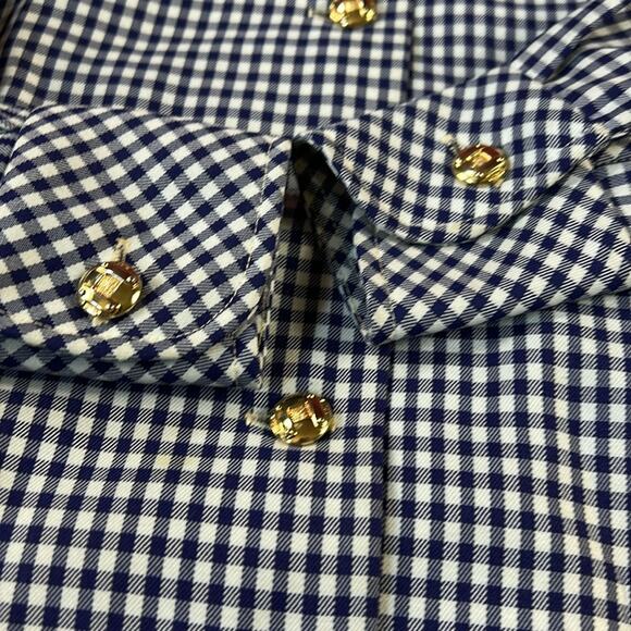 Vintage 60s Jelofs Milburn navy and white check long sleeved a line midi dress M - Picture 5 of 9